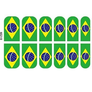 2014 Most Popular Brazil Flag Pattern Nail Art Stickers Foil For Long Nails