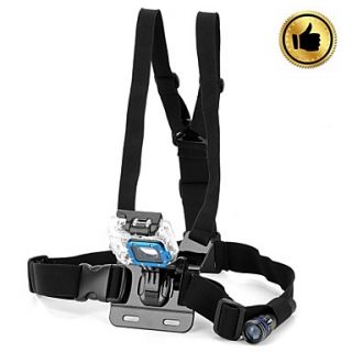 HGYBEST Freedom Comfortable Elastic Chest Belt for GoPro Hero 3 / 3 / 2 / Flashlighttwo accessories   Black
