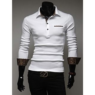 Shishangqiyi Personalized Leopard Hit The Color Casual Shirt(White)
