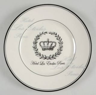 222 Fifth (PTS) Les Etoiles Crown Dinner Plate, Fine China Dinnerware   Black &