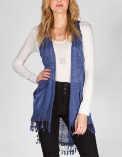 Crochet Trim Womens Vest Blue In Sizes Small, Medium, Large, X Large