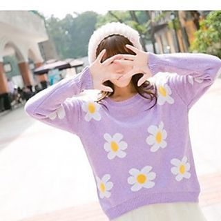 Rxhx Lady Flower Round Knit Coat (Purple)