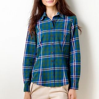 Veri Gude Womens All Match Check Bodycon 100% Cotton Green Long Sleeve Shirt