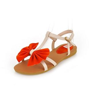 Faux Leather Womens Flat Heel Open Toe Sandals with Bowknot Shoes(More Colors)