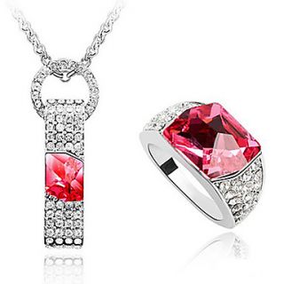 Xingzi Womens Charming Fuchsia Made With Swarovski Elements Crystal Necklace And Ring