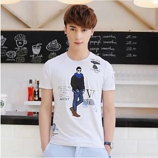 Mens Round Neck Casual Short Sleeve People Printing T shirt