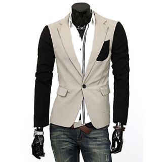 Cocollei mens stitching color pocket wild causal suit (khaki)
