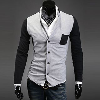 Cocollei Mens contrast color Slim cardigan coat (gray)