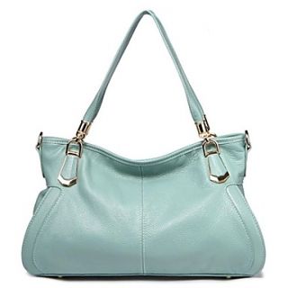 Womens Trendy Genuine Grain Leather Handbags Linning Color on Random