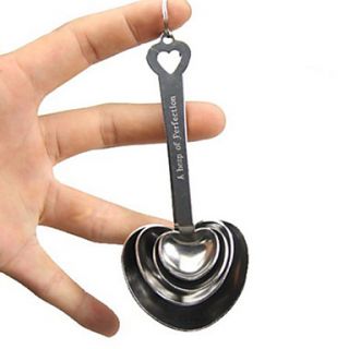 Heart Shaped Stainless Steel Spoon, Set of 4, W13.5cm x L13.5cm x H5.5cm