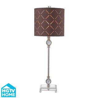 Hgtv Home 1 light Brushed Steel/ Brown Fabric Table Lamp