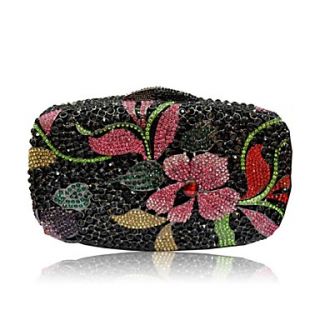Womens Colorful Flowers with Austria Rhinestones Evening Handbag/ Day Clutch