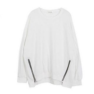 Loongzy Womens Korean Leisure Loose Fit Large Size White Pullover