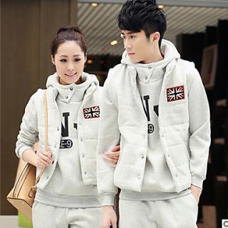 Aiyifang Casual Thick Cotton Sprot Lovers Suit(Light Gray)
