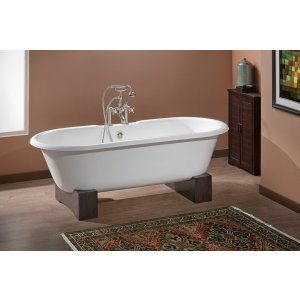 Cheviot 2111 BB DB Regal Cast Iron Bathtub With Wooden Base And Continuous Rolle