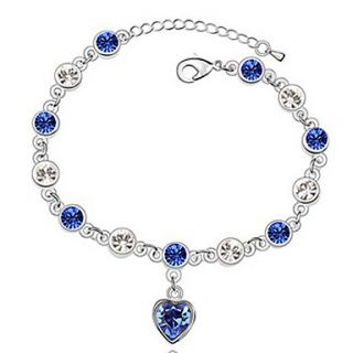 Xingzi Womens Charming Royal Blue Crystal Dangling Link Bracklet