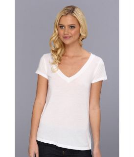 LAmade Short Sleeve Low V Neck Boyfriend Tee Womens T Shirt (White)