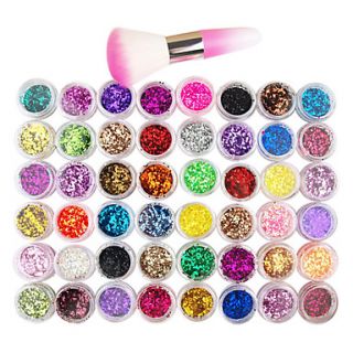 48 Color Glitter Sequin Nail Art Decorations With Nail Art Dusting Brush