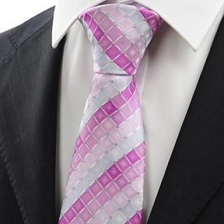 Tie New Lilac Violet Pink Checked Mens Tie Necktie Wedding Party Holiday Gift