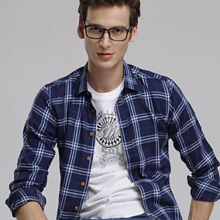 MSUIT Fashion MenS Grid Long Sleeve Shirt Z9129