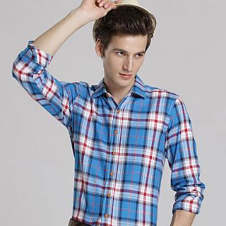 MSUIT Fashion MenS Grid Long Sleeve Shirt Z9138