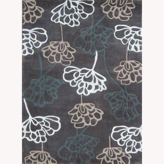 Hand tufted Chalice Brown Floral Rug (5 X 76)