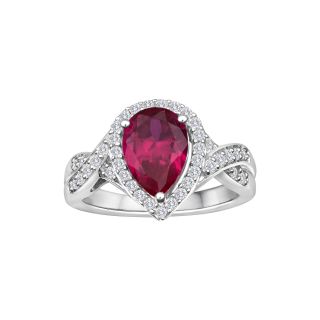 Lab Created Ruby & White Sapphire Ring, Womens