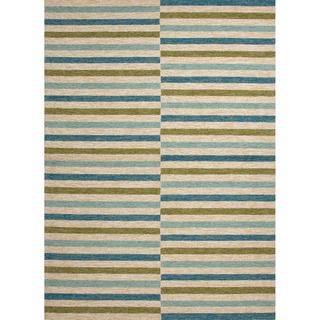 Hand hooked Indoor/ Outdoor Stripe Pattern Blue Rug (5 X 76)