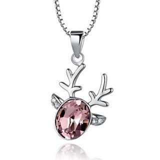 High Quality Lovely Deer Crystal Sterling Silver Platinum Plated Necklace
