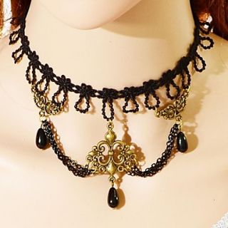 Elonbo Black Crystal Layers Style Vintage Gothic Lolita Collar Choker Pendant Necklace Jewelry