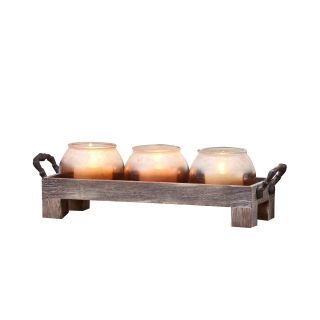 Marin Candle Holder Tray, Brown