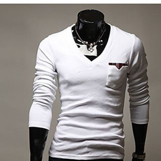 Uyuk Mens Casual White Round Neck Pocket Short Sleeve T Shirt