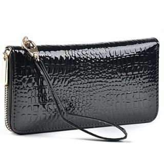Womens Fashion Patent Genuine Leather Wallet Purse Clutch