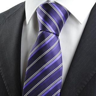 Tie New Striped Purpe White Mens Tie Necktie Formal Wedding Holiday Prom Gift
