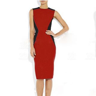 Yyys Casual Slim Over Hip Big Size Sleeveless Dress(Red)
