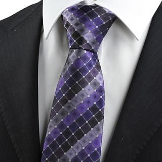 Tie New Purple Plaid Checked Mens Tie Suit Necktie Formal Wedding Holiday Gift