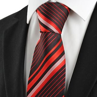 Tie New Striped Red Black JACQUARD Mens Tie Necktie Wedding Party Holiday Gift