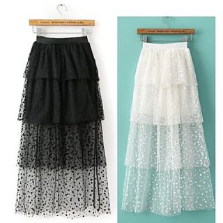 Womens Lace Organza See Through High Waist Long Skirts