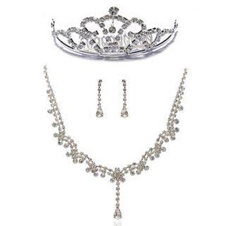 Gorgeous Rhinestones Wedding Jewelry Set,Including Necklace,Earrings And Tiara