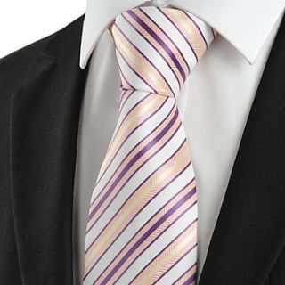 Tie New Purple Yellow Striped Mens Tie Necktie Wedding Party Holiday Gift