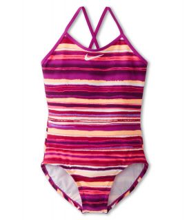 Nike Kids Tie Dye Stripe Cross Back Tank Girls Swimwear (Pink)