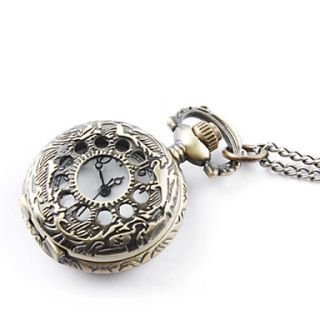 Hollow Engraving Pocket Watch with Necklace Chain