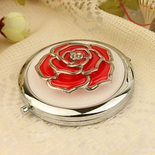 Red Rose On Chrome Mirror Compact Wedding Favor