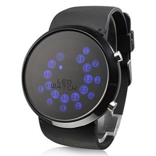 Unisex Blue LED Roll Ball Style Display Black Silicone Band Wrist Watch