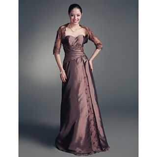 A line Sweetheart Floor length Taffeta Satin Mother of the Bride Dress With A Wrap