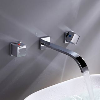 Widespread Contemporary Wall Mount Bathroom Sink Faucet (Chrome Finish)