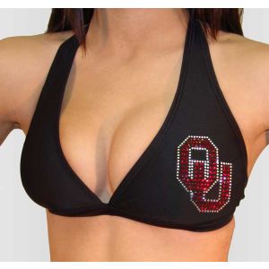 Oklahoma Sooners NCAA Shimmer Logo Bikini Halter Top