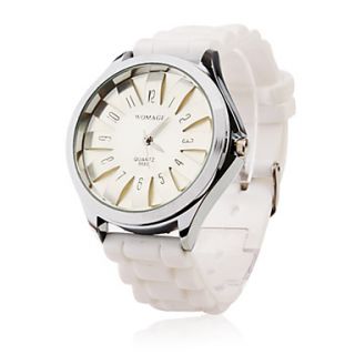 Fashionable Quartz Wrist Watch with White Silicone Band