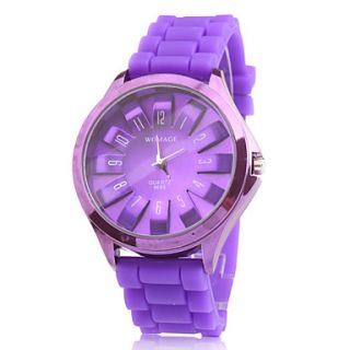 Fashionable Quartz Wrist Watch with Purple Silicone Band