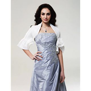 3/ 4 Length Sleeves Taffeta Bridal Jacket/ Wedding Wrap